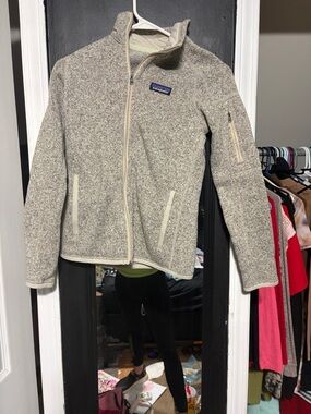 Patagonia Heathered Cream Zip-Up Fleece Jacket